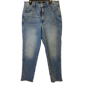 Hollister‎ Ultra High Rise Mom Jean Light Wash Distressed Raw Hem W30 L27